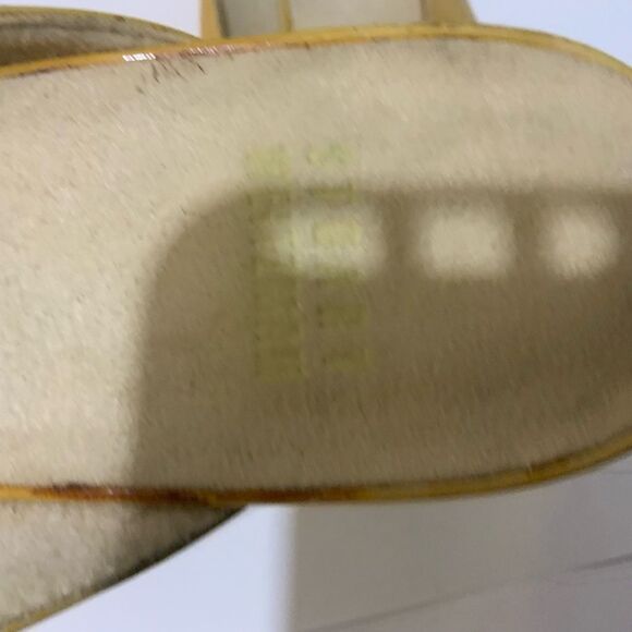 Stuart weitzman Vintage 80s Yellow  Short Pumps Fabric Bow Detail Peep Toe - Picture 5 of 10
